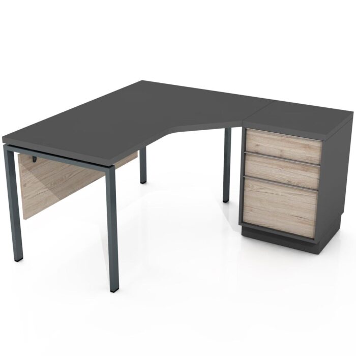Kampinis rašomasis stalas su stalčiais Promo T36 - Image 3