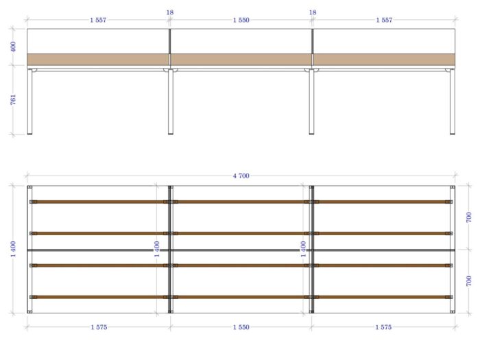 Šešiavietis biuro stalas su pertvaromis Promo T34 - Image 5