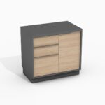 spintele biurui su stalciais ir durelemis