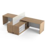 dvigubas darbo stalas su pertvara