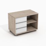 spintele ant ratuku su stalciais ir lentyna