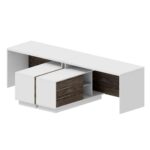 baltas dviejų vietų darbo stalas