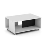 baltas zurnalinis staliukas ant ratuku