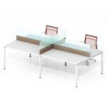 baltas keturvietis darbo stalas