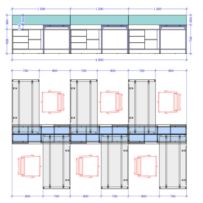 Darbo stalų komplektas šešiems darbuotojams Promo T55S - Image 3